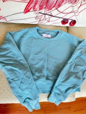 TNA Light Blue Cropped Crewneck Sweatshirt